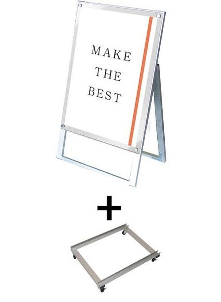 常磐精工 ポスタースタンド ポスター用スタンド看板マグネジ B2片面ホワイト アームキャスターセット PSSKMN-B2KW-KSET|【店舗用品】