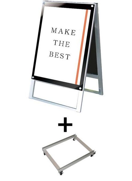 常磐精工 ポスタースタンド ポスター用スタンド看板マグネジ B2両面ブラック アームキャスターセット PSSKMN-B2RB-KSET|【店舗用品】