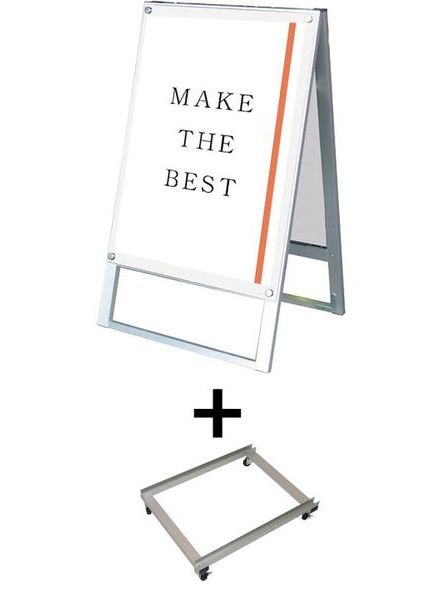 常磐精工 ポスタースタンド ポスター用スタンド看板マグネジ B2両面ホワイト アームキャスターセット PSSKMN-B2RW-KSET|【店舗用品】