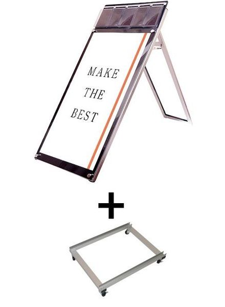 常磐精工 ポスタースタンド ポスター用スタンド看板マグネジ パンフレットケース付 A1ロウ片面ブラック(屋内用) アームキャスターセット PSSKMNP-A1LKB-KSET|【店舗用品】