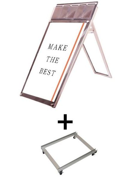 常磐精工 ポスタースタンド ポスター用スタンド看板パンフレットケース付 A1ロウ片面ブラック(屋内用) アームキャスターセット PSSKP-A1LKB-KSET|【店舗用品】