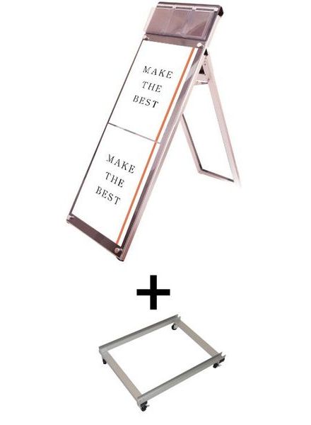 常磐精工 ポスタースタンド ポスター用スタンド看板パンフレットケース付 A3縦縦ロウ片面ブラック(屋内用) アームキャスターセット PSSKP-A3TTLKB-KSET|【店舗用品】