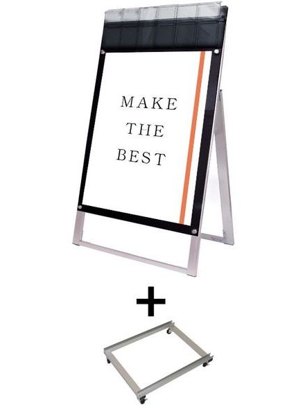 常磐精工 ポスタースタンド ポスター用スタンド看板パンフレットケース付 B1片面ブラック(屋外用) アームキャスターセット PSSKP-B1KB-G-KSET|【店舗用品】