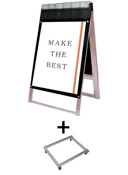 常磐精工 ポスタースタンド ポスター用スタンド看板パンフレットケース付 B1両面ブラック(屋外用) アームキャスターセット PSSKP-B1RB-G-KSET|【店舗用品】