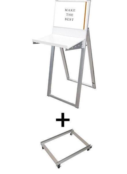 常磐精工 ディスプレイスタンド ラックスタンド看板 A3横ホワイト アームキャスターセット RASK-A3YW-KSET|【店舗用品】