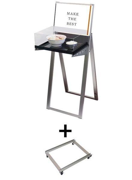 常磐精工 ディスプレイスタンド ラックスタンド看板 A3横ブラック(アクリルボックス付) アームキャスターセット RASKA-A3YB-KSET|【店舗用品】