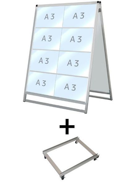 常磐精工 バリウスカードケーススタンド看板 A3横16両面 アームキャスターセット VACCSK-A3Y16R-KSET|【店舗用品】