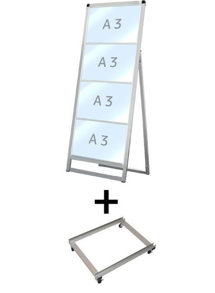常磐精工 バリウスカードケーススタンド看板 A3横4片面 アームキャスターセット VACCSK-A3Y4K-KSET|【店舗用品】