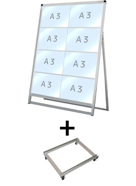 常磐精工 バリウスカードケーススタンド看板 A3横8片面 アームキャスターセット VACCSK-A3Y8K-KSET|【店舗用品】