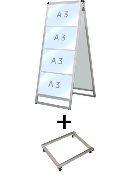 常磐精工 バリウスカードケーススタンド看板 A3横8両面 アームキャスターセット VACCSK-A3Y8R-KSET|【店舗用品】