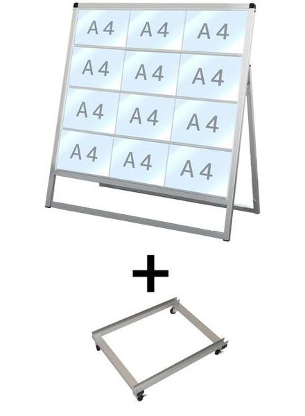 常磐精工 バリウスカードケーススタンド看板 A4横12片面 アームキャスターセット VACCSK-A4Y12K-KSET|【店舗用品】