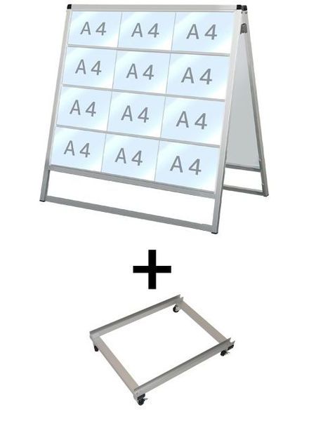 常磐精工 バリウスカードケーススタンド看板 A4横24両面 アームキャスターセット VACCSK-A4Y24R-KSET|【店舗用品】
