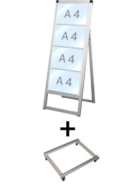 常磐精工 バリウスカードケーススタンド看板 A4横4片面 アームキャスターセット VACCSK-A4Y4K-KSET|【店舗用品】