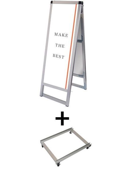 常磐精工 ポスタースタンド バリウススタンド看板 A3縦縦ロウ両面 アームキャスターセット VASKAC-A3TTLR-KSET|【店舗用品】