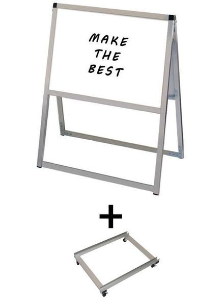 常磐精工 マーカースタンド バリウススタンド看板 ホワイトボード A2横両面 アームキャスターセット VASKWB-A2YR-KSET|【店舗用品】