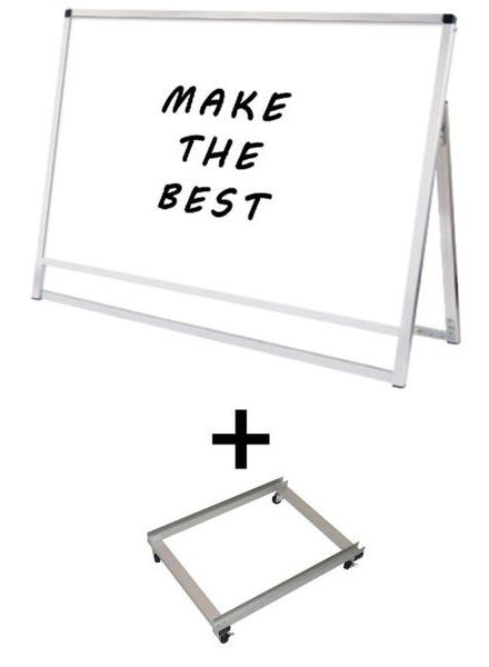 常磐精工 マーカースタンド バリウススタンド看板 ホワイトボード B1横ロウ片面 アームキャスターセット VASKWB-B1YLK-KSET|【店舗用品】