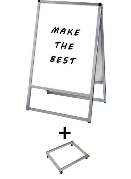 常磐精工 マーカースタンド バリウススタンド看板ホワイトボード 600×900両面 アームキャスターセット VASKWB-600X900R-KSET|【店舗用品】