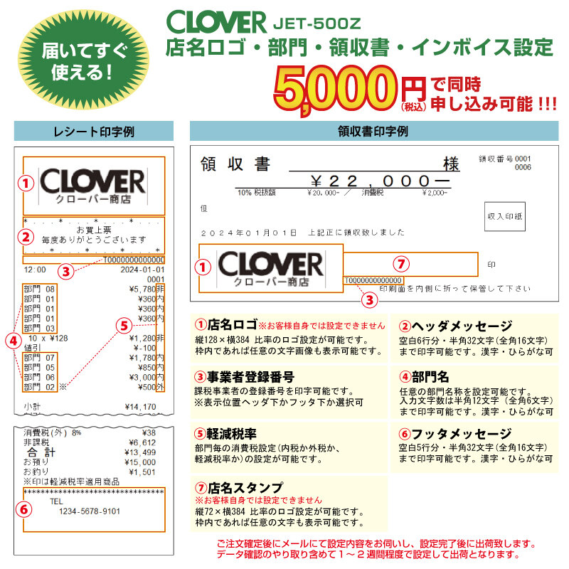 レジスター クローバー電子 JET-500Z 感熱紙タイプ 小型 シンプル