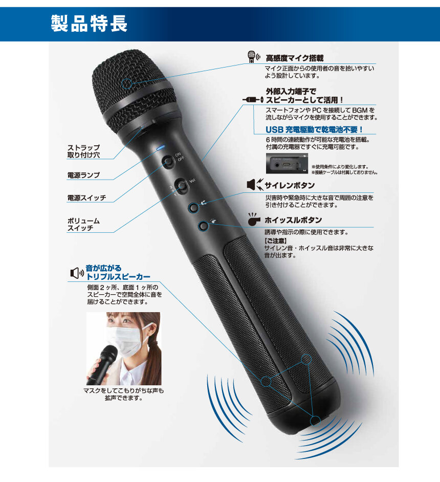 キングジム KING JIM スピーカー付きマイク SPMC-10 の商品ページ